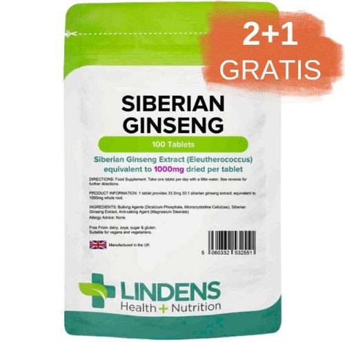 2+1 gratis Lindens Sibirski ginseng 1000 mg, 100 tablet