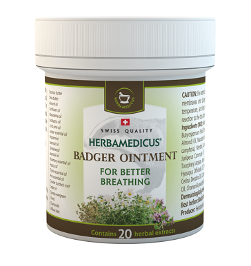 Herbamedicus Badger ointment - jazbečeva mast, mazilo za lažje, boljše dihanje, 125ml