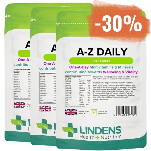 3x 90 tablet Lindens multivitamini in minerali A-Z za vsak dan