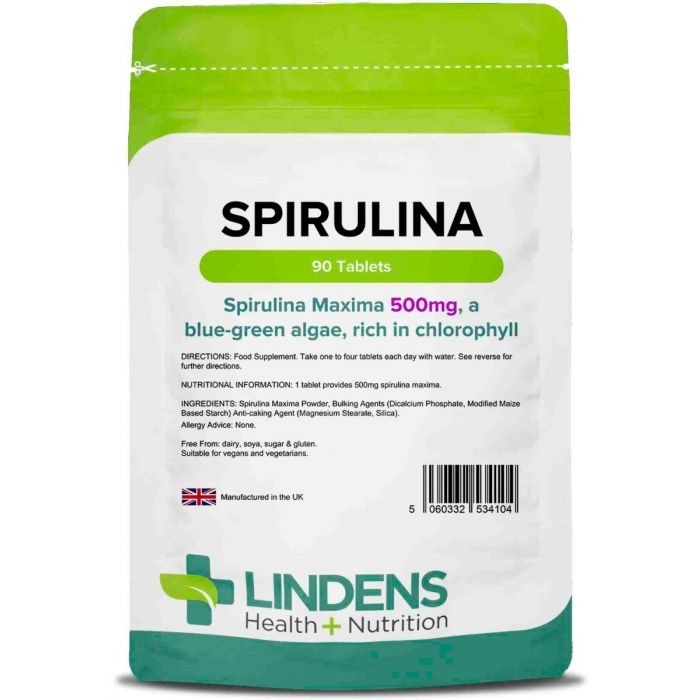 Lindens Spirulina 500 mg 90 tablet - modro-zelene alge, bogate s klorofilom