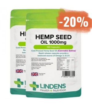 2x 100 kapsul Lindens Olje konopljinih semen 1000 mg - uravnotežen vir Omega 3 & 6