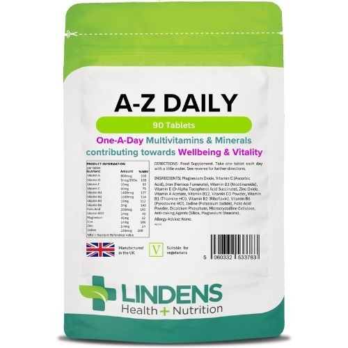 Lindens A-Z Daily Multivitamins & Minerals – multivitamini in minerali A-Z za vsak dan, 90 tablet