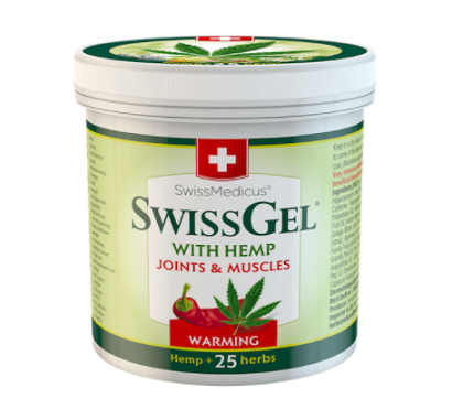 SwissMedicus Konjski balzam grelni gel z oljem konoplje, 250ml